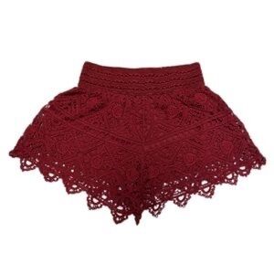 Crochet Shorts Women’s S Red Pull On Elastic Waist Bottoms Casual Breeze Ever
